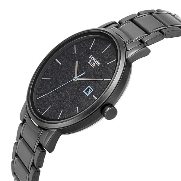 Sonata 7131NM02 Quartz Analog Black Dial Men’s Watch with Black Stainless Steel Strap