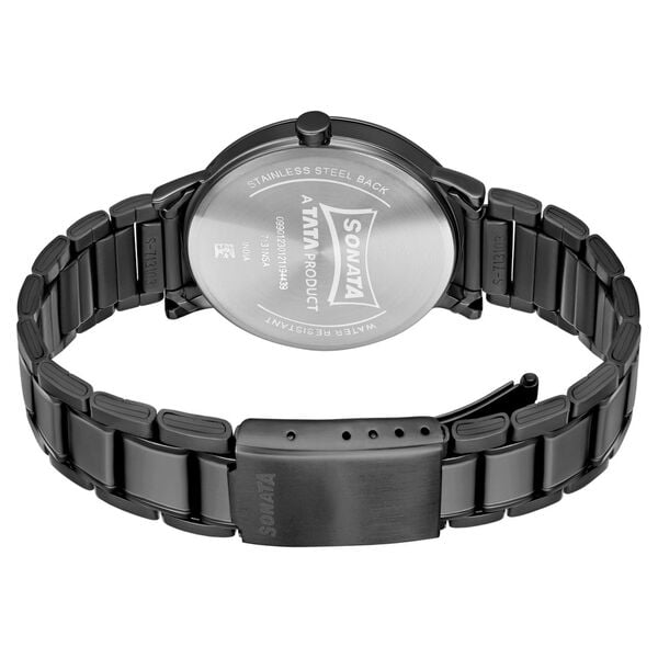 Sonata 7131NM02 Quartz Analog Black Dial Men’s Watch with Black Stainless Steel Strap