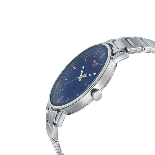 Sonata 7131SM01 Quartz Analog Blue Dial Men’s Watch with Silver Stainless Steel Strap