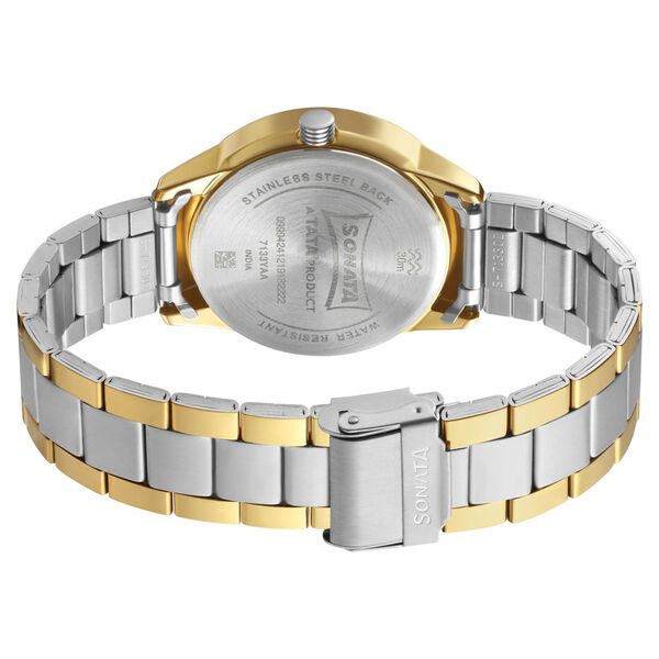 Sonata 7133BM03 Men’s Utsav Quartz Silver Dial Stainless‑Steel Watch
