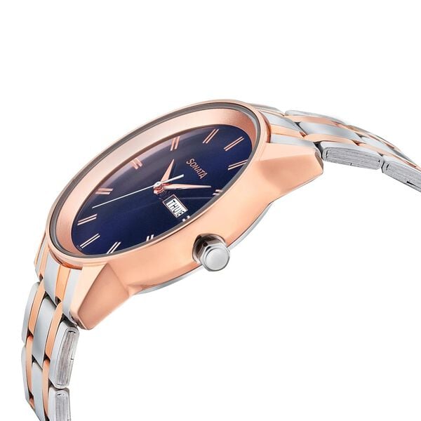 Sonata 7133KM02 Men’s Blue Dial Two-Tone Bimetal Analog Quartz Watch