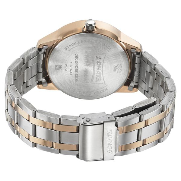 Sonata 7133KM02 Men’s Blue Dial Two-Tone Bimetal Analog Quartz Watch