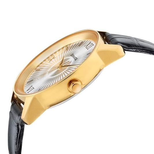 Sonata 7133YL01 Quartz Analog Silver Dial Leather Strap Watch for Men