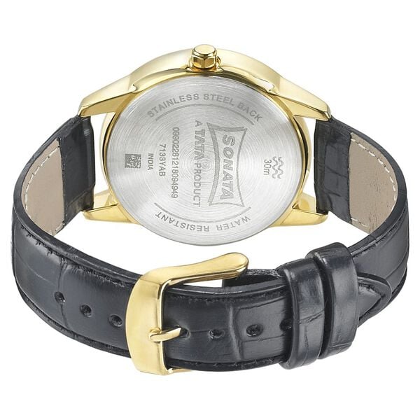 Sonata 7133YL01 Quartz Analog Silver Dial Leather Strap Watch for Men
