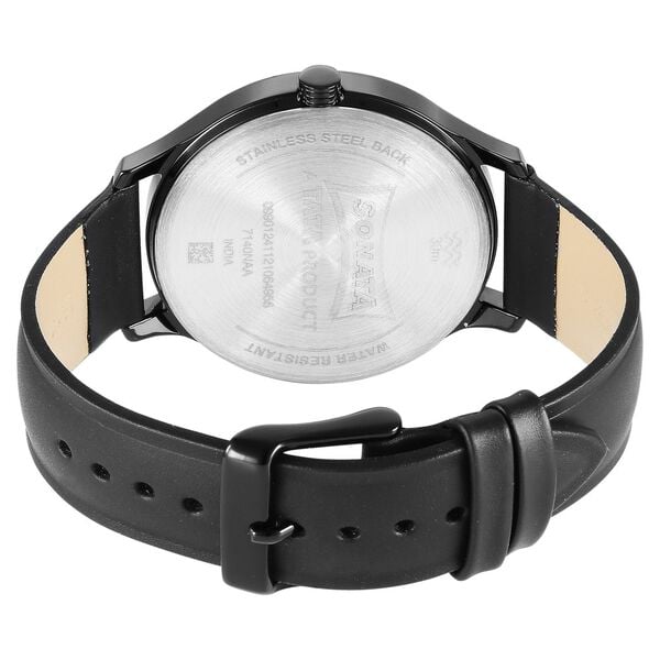 Sonata 7140NL04 Men’s Grey Dial Black Leather Multifunction Quartz Watch