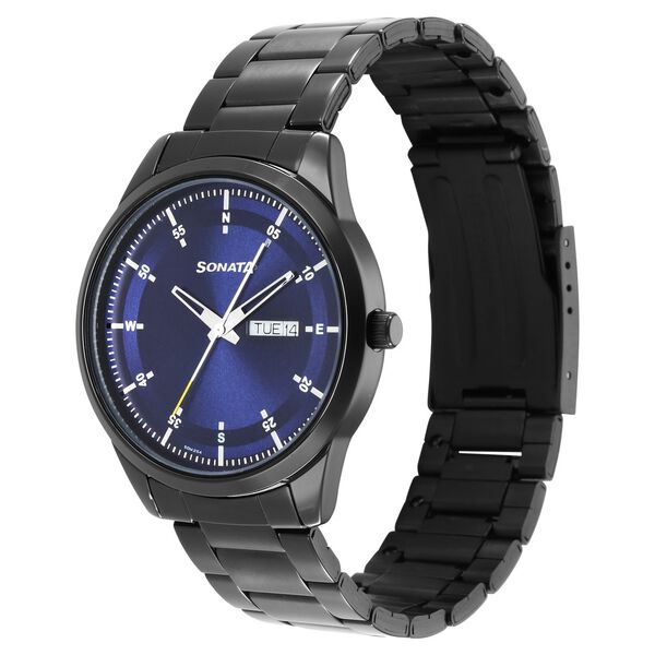 Sonata 7146NM01 Men’s Blue Dial Stainless Steel Analog Quartz Watch