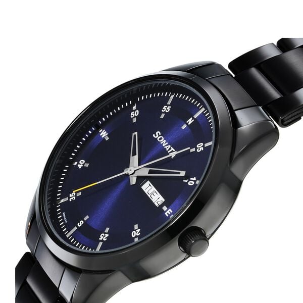 Sonata 7146NM01 Men’s Blue Dial Stainless Steel Analog Quartz Watch
