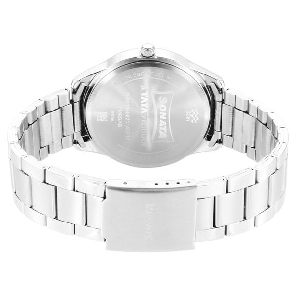 Sonata 7146SM01 Force Quartz Analog Silver Dial Stainless Steel Strap Watch for Men