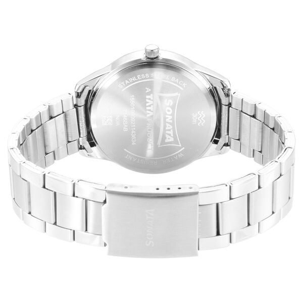 Sonata 7146SM03 Force Quartz Analog Green Dial Stainless Steel Strap Watch for Men