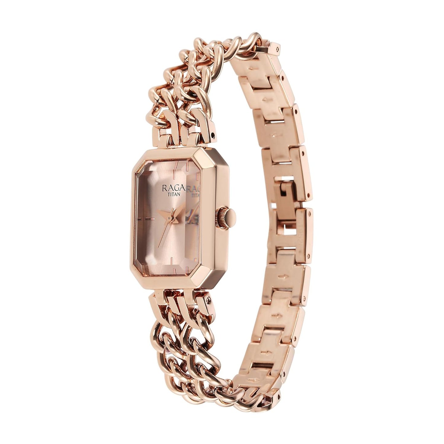 Titan 95283WM01 Raga Showstopper Rose Gold Dial Women's Metal Analog Watch