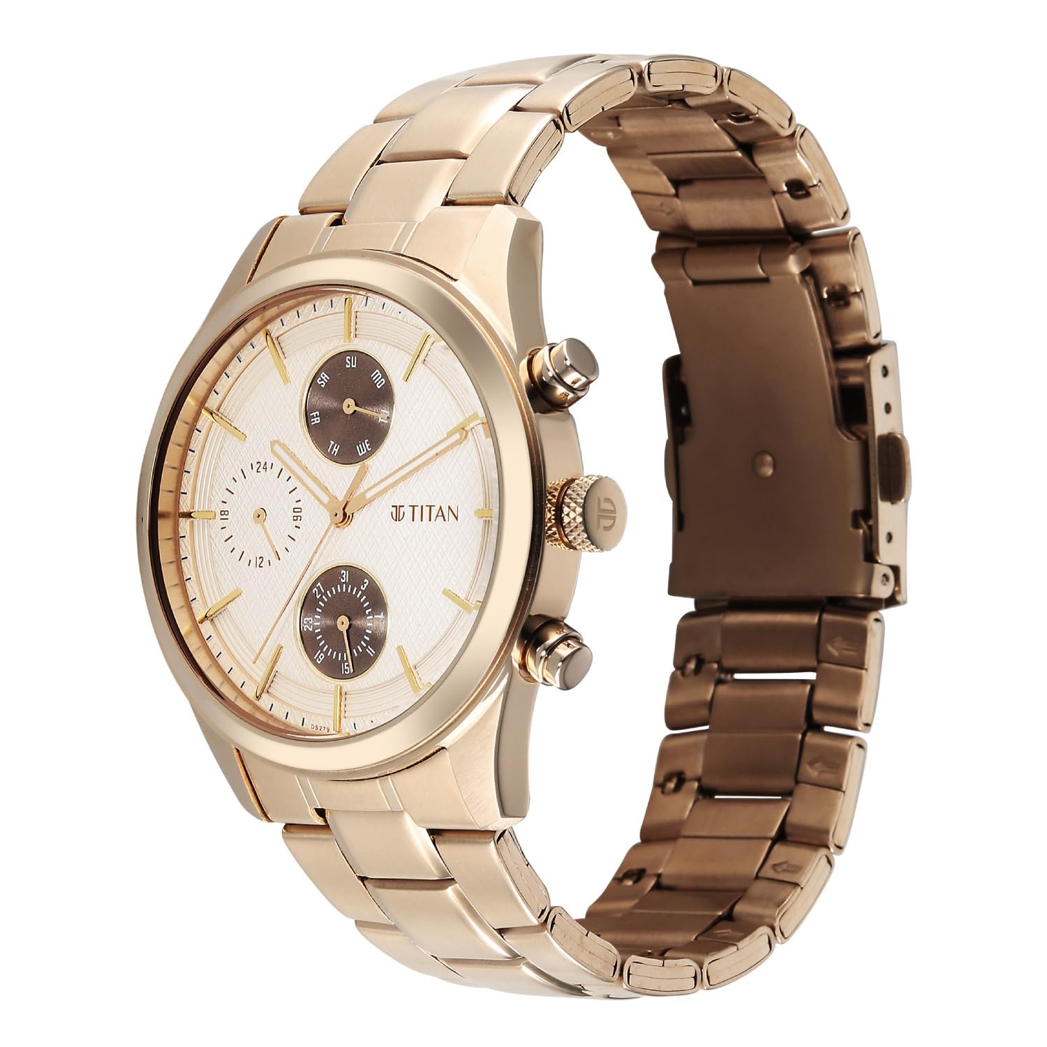 Titan 1805WM02 Classique Neo Cream Dial Gold Stainless Steel Men's Watch