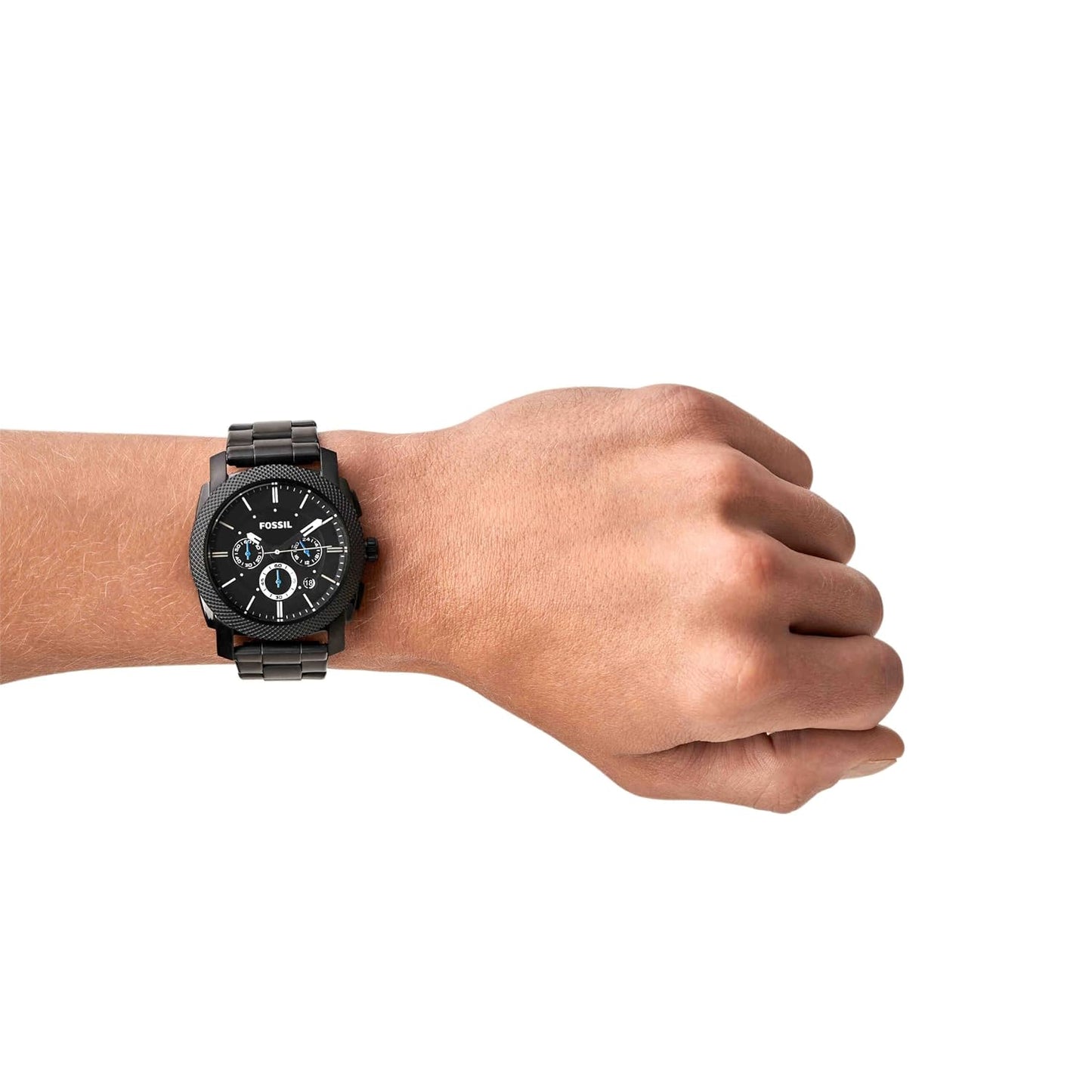 Fossil FS4552I Men's Quartz Chronograph Watch Black Dial Black Stainless Steel Strap