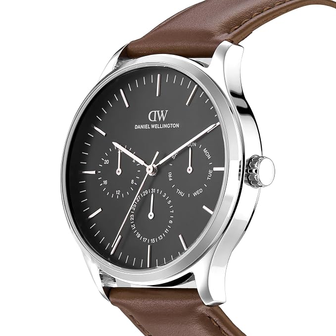 Daniel Wellington DW0DG2200 Black Dial Men's Brown Leather Analog Watch