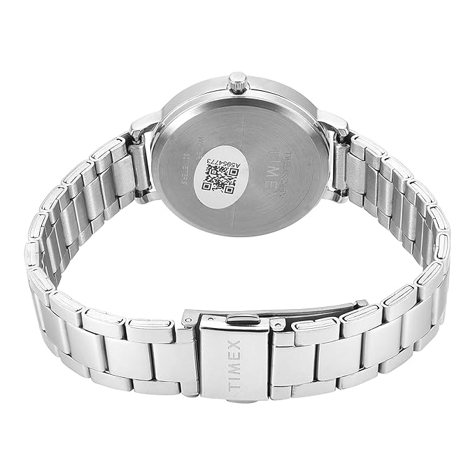 Timex TWEL15824 Round Pink Dial Analog Watch for Women – Silver Stainless Steel Strap, 34 mm Case