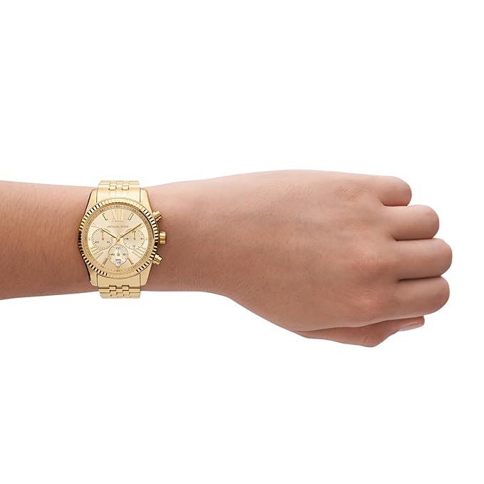 Michael Kors MK7378I Lexington Quartz Chronograph Gold Dial Gold Stainless Steel Women's Watch