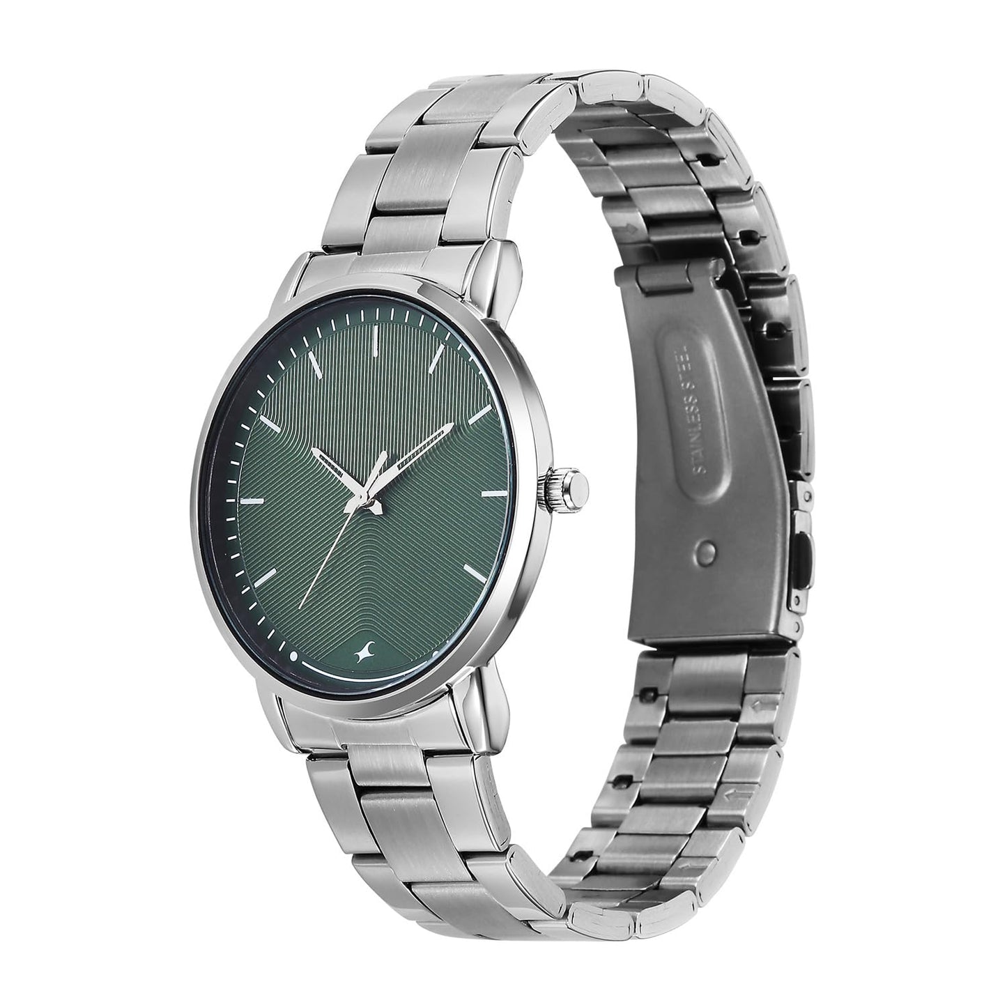 Fastrack 38159SM07 Stunners X Quartz Analog Green Dial Silver Stainless Steel Men's Watch