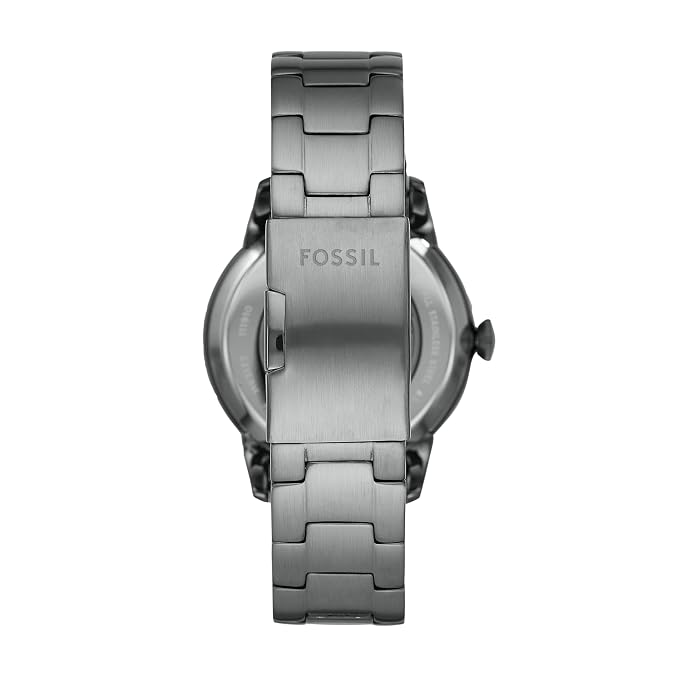 Fossil ME3172I Men's Automatic Skeleton Watch Black Dial Smoke Stainless Steel Strap