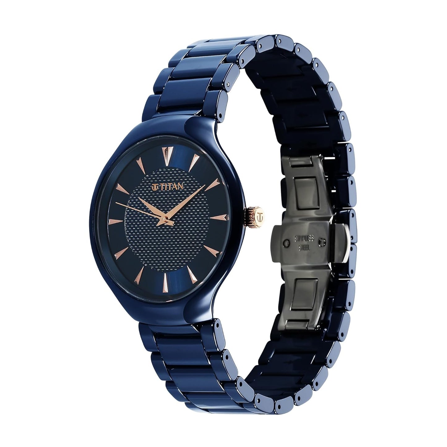 Titan 90014KC04 Regalia Ceramics Quartz Analog Blue Dial Blue Ceramic Men's Watch