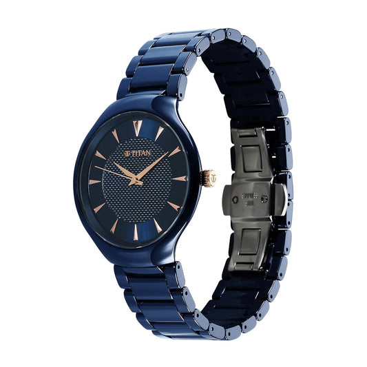 Titan 90014KC04 Regalia Ceramics Quartz Analog Blue Dial Blue Ceramic Men's Watch