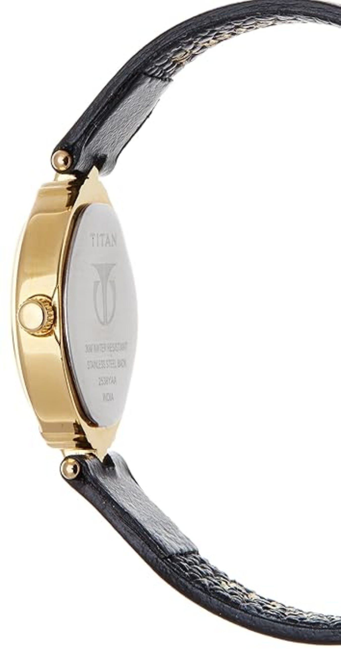 Titan 2538YL01 Analog Women's Quartz Watch - White Dial, Black Leather Band