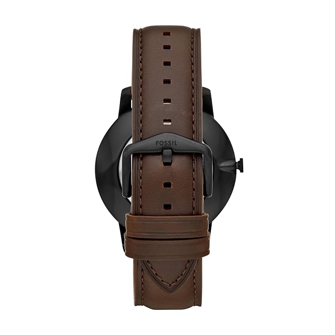 Fossil FS5551I Men's Quartz Analog Watch Black Dial Brown Leather Strap