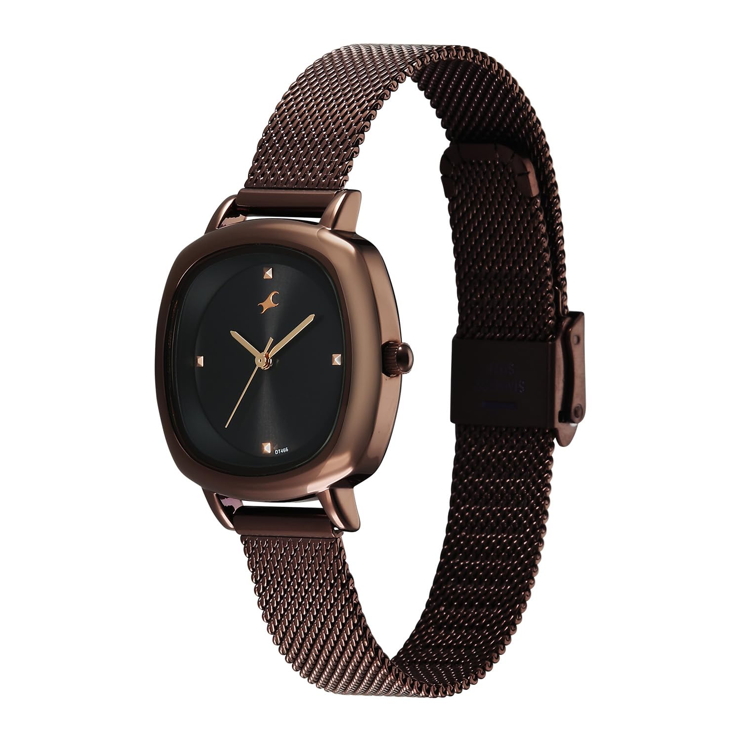 Fastrack 68065QM02 Stunners Quartz Analog Black Dial Brown Stainless Steel Strap Girls Watch