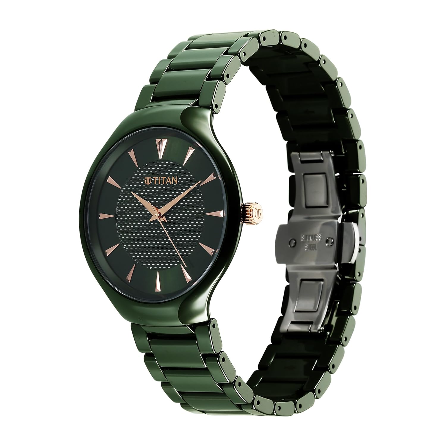 Titan 90014KC03 Regalia Ceramics Quartz Analog Green Dial Ceramic Strap Men's Watch