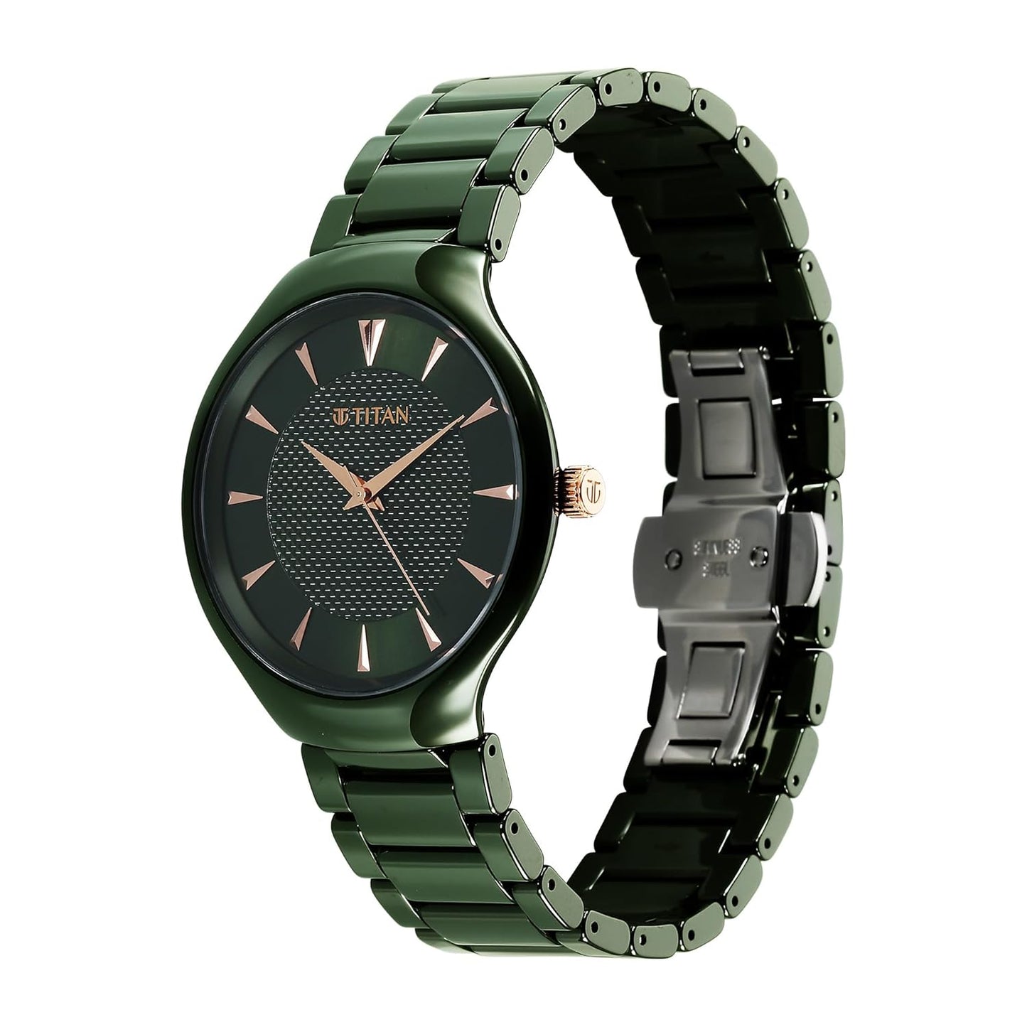 Titan 90014KC03 Regalia Ceramics Quartz Analog Green Dial Ceramic Strap Men's Watch