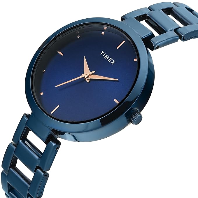 Timex TW000X277 Women’s Blue Dial Analog Watch with Stainless-Steel Strap