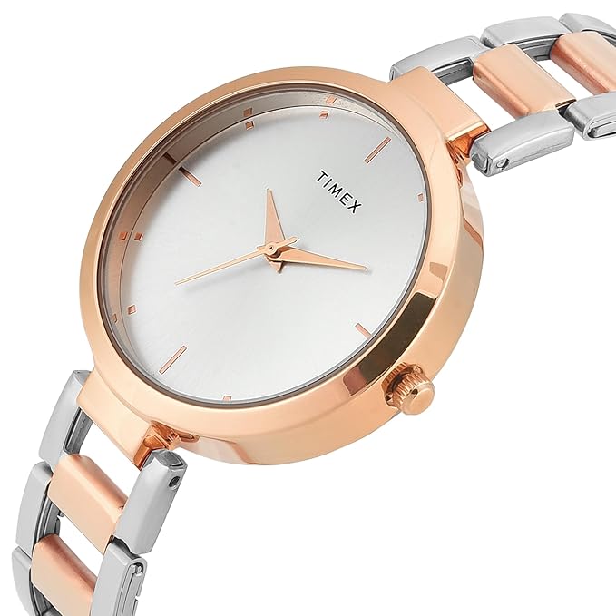 Timex TW000X278 Women’s Silver Dial Analog Watch with Stainless-Steel Strap