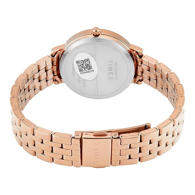Timex TWEL19108 Women’s White Dial Analog Watch with Stainless Steel Strap