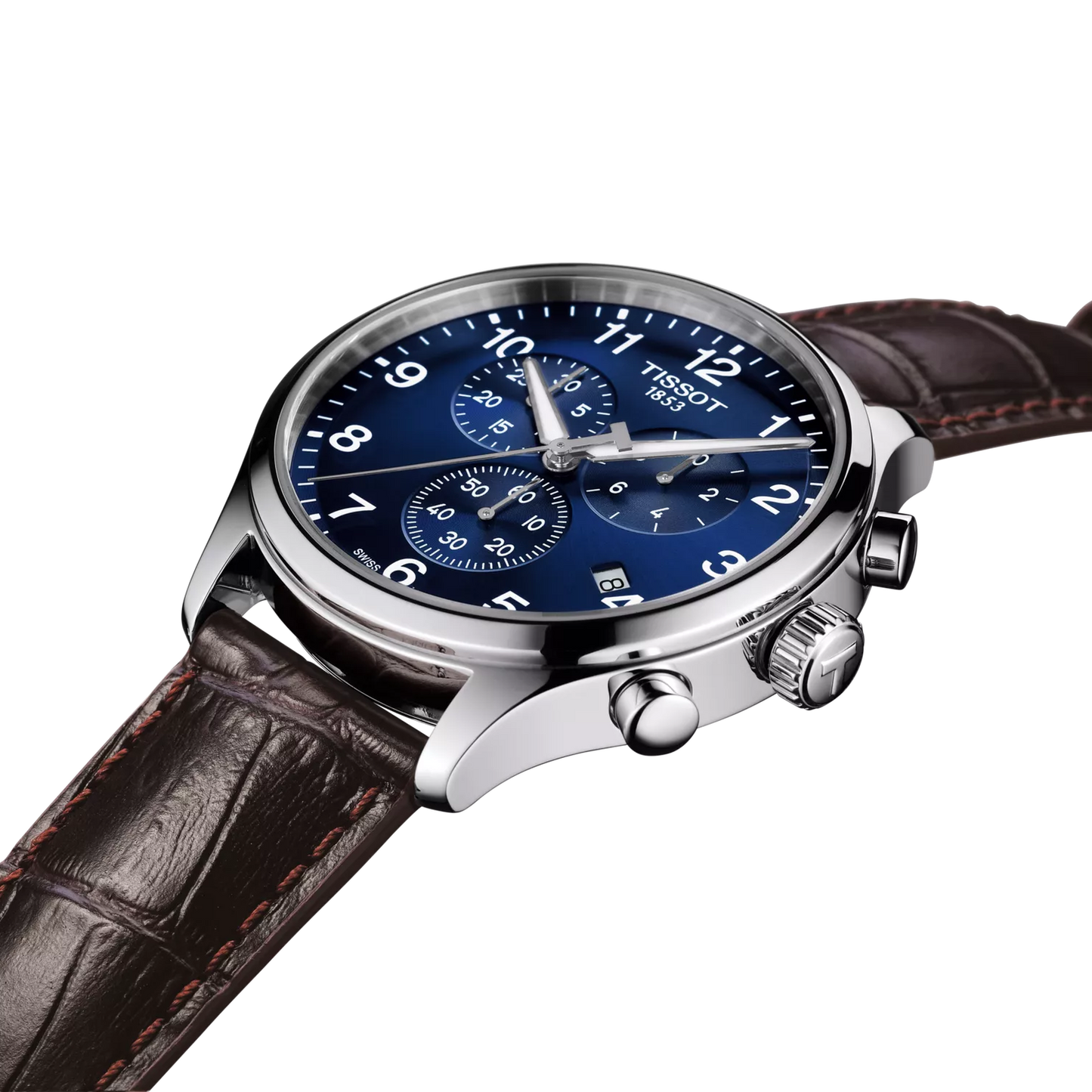 Tissot CHRONO XL T1166171604700 Quartz Analog Blue Dial Chronograph Brown Leather Strap Watch For Men