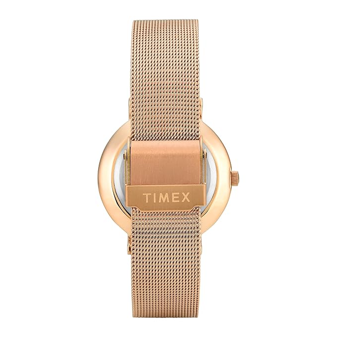 Timex TWEL12924 Women’s Pink Dial Analog Watch with Stainless-Steel Strap