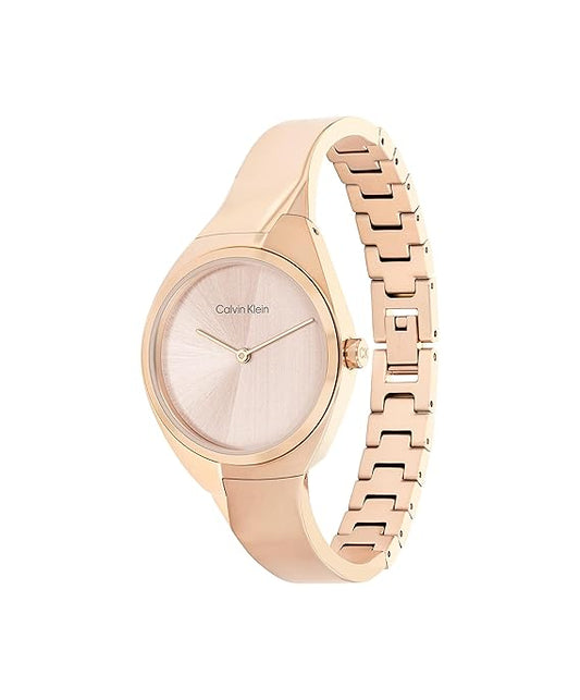 Calvin Klein 25000236 Charming Women’s Pink Dial Rose-Gold Stainless Steel Watch