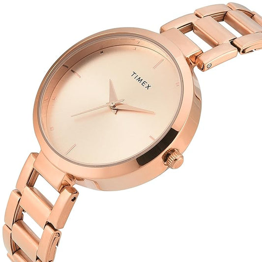 Timex TW000X276 Women’s Rose-Gold Dial Analog Watch with Stainless-Steel Strap