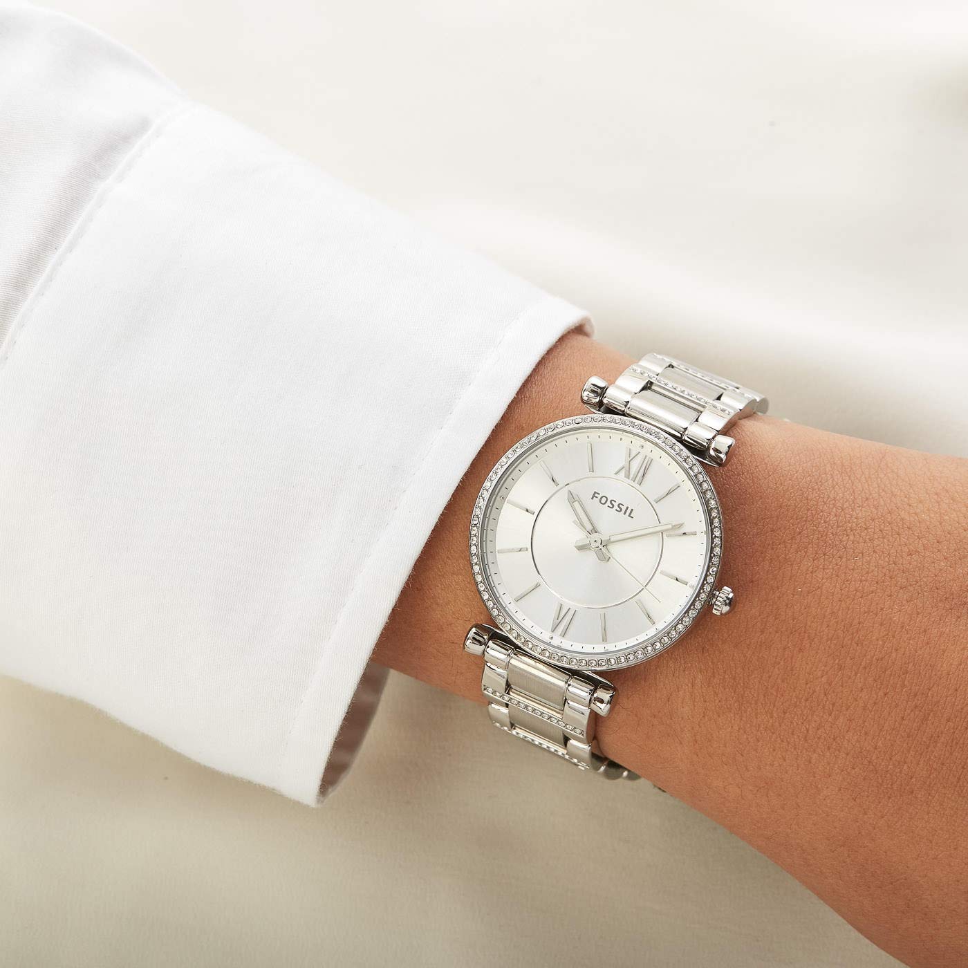 Fossil ES4341 Carlie Silver Dial Women's Stainless Steel Analog Watch