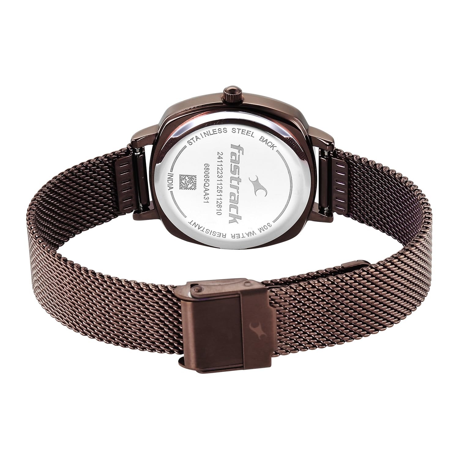 Fastrack 68065QM02 Stunners Quartz Analog Black Dial Brown Stainless Steel Strap Girls Watch