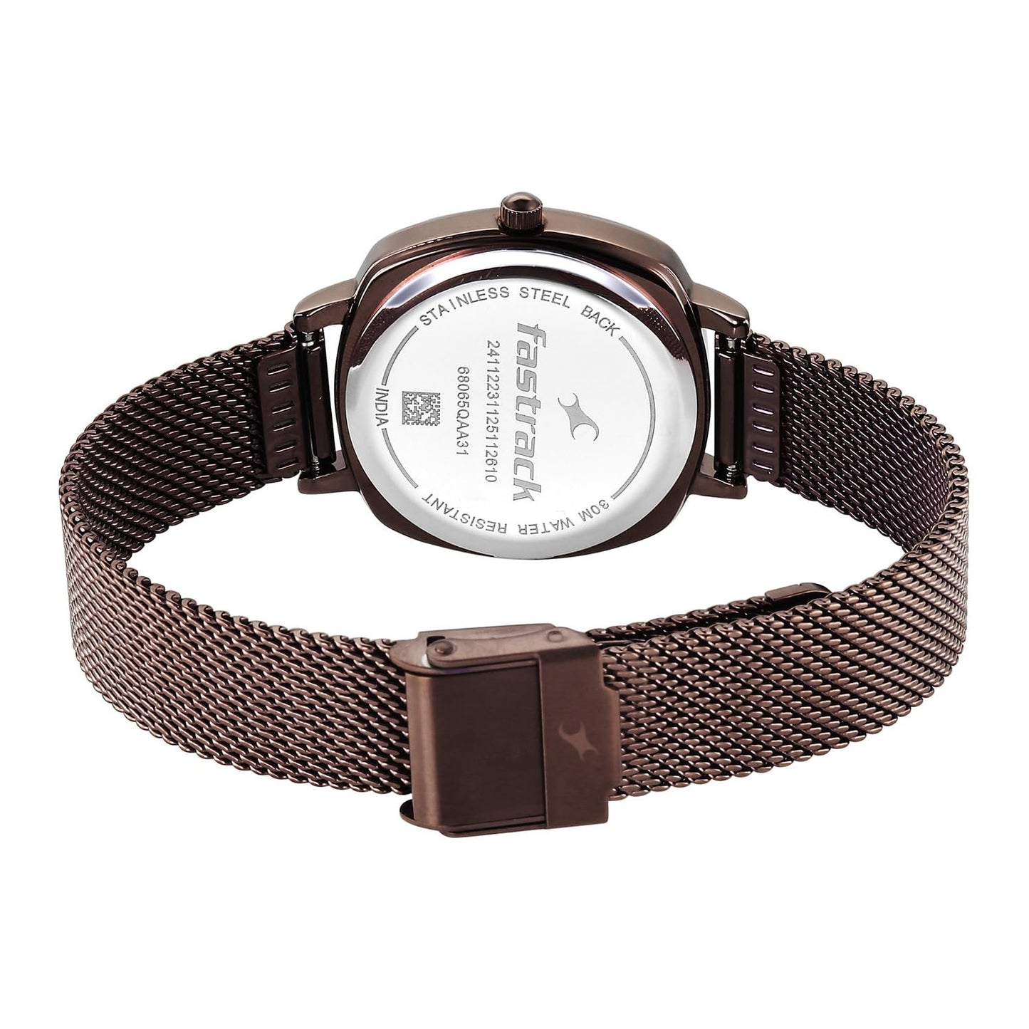 Fastrack 68065QM02 Stunners Quartz Analog Black Dial Brown Stainless Steel Strap Girls Watch
