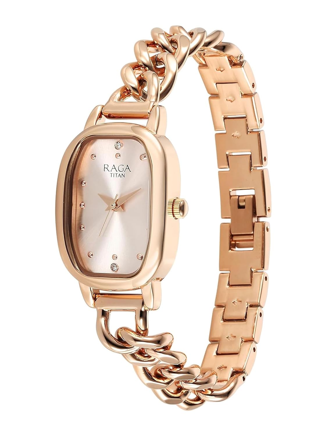 Titan 95309WM01 Raga Showstopper Rose Gold Dial Women's Metal Analog Watch