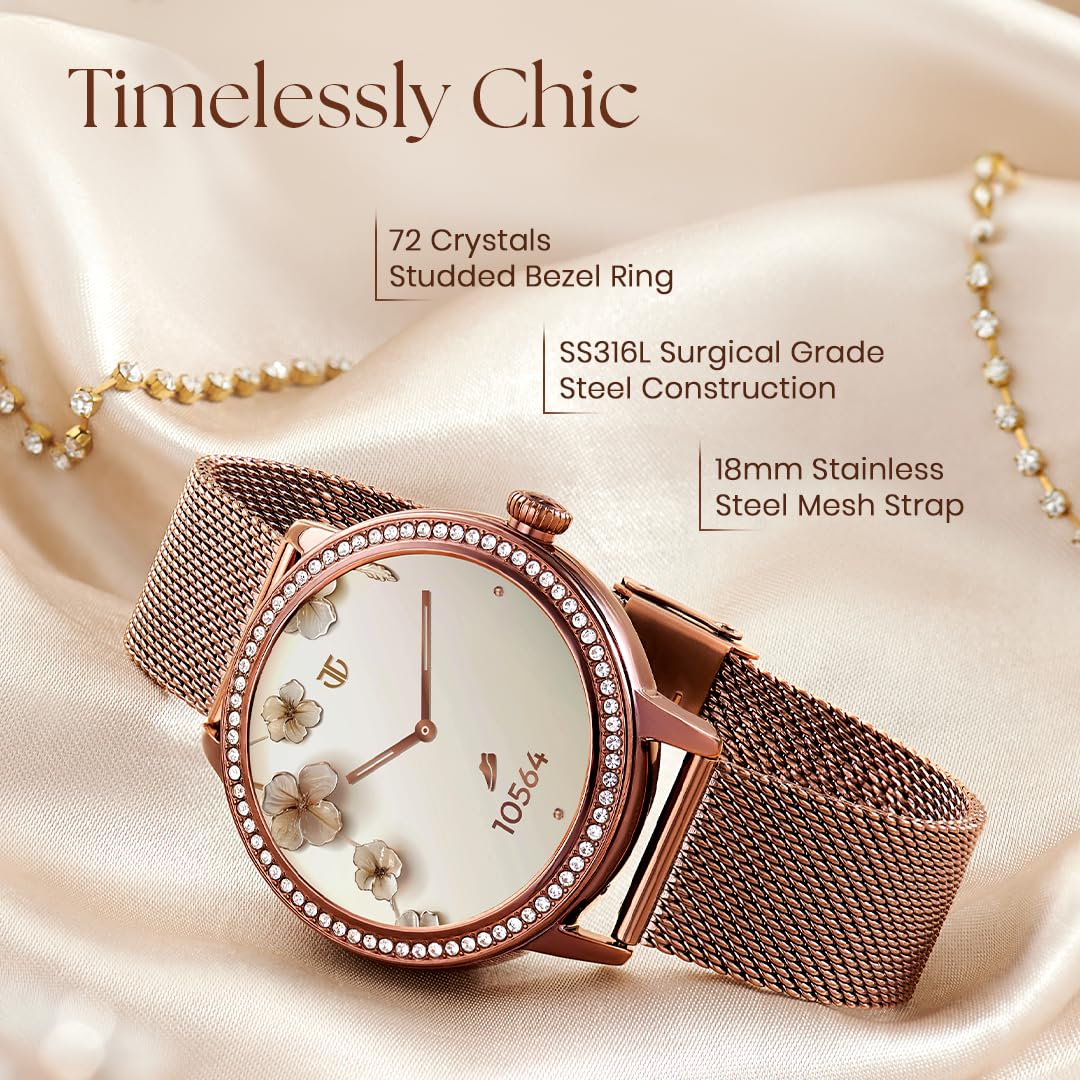 Titan 95292QM01A Valerie Premium AMOLED Bluetooth Calling Brown Mesh Stainless Steel Women's Smartwatch