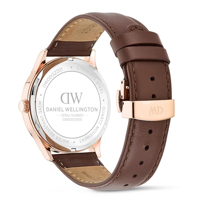 Daniel Wellington DW0DG2201 White Dial Men's Brown Leather Multi-Function Watch