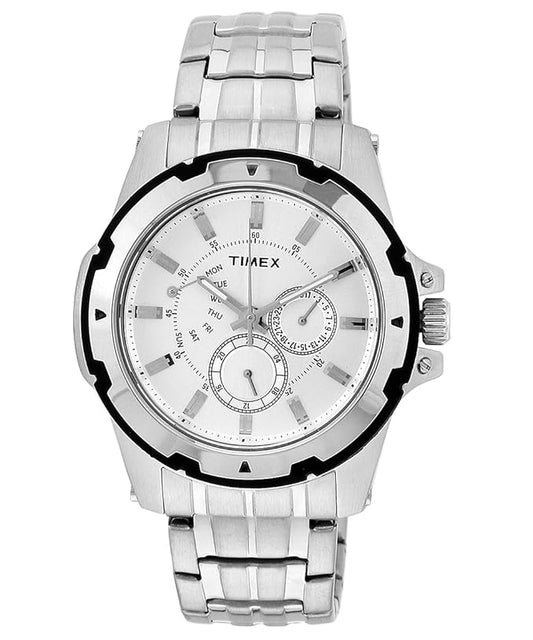Timex D909 Classic Analog White Dial Silver Stainless Strap Men’s Watch