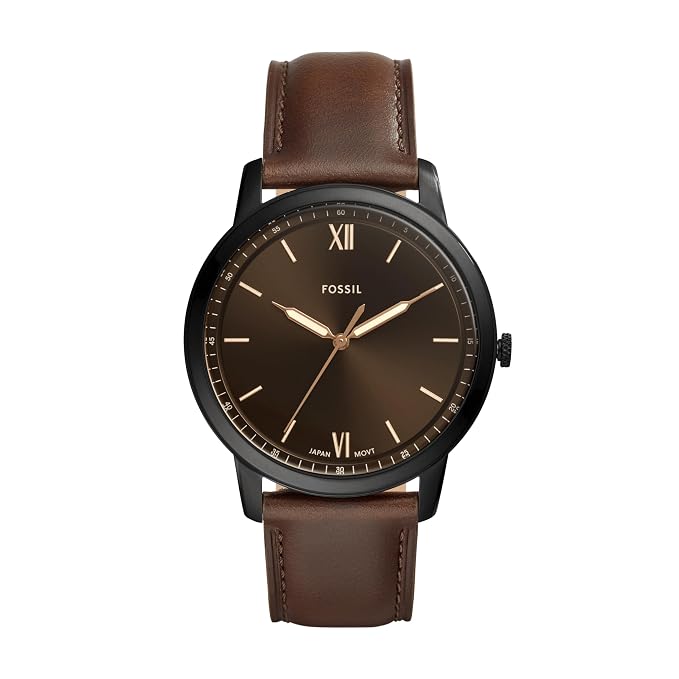 Fossil FS5551I Men's Quartz Analog Watch Black Dial Brown Leather Strap