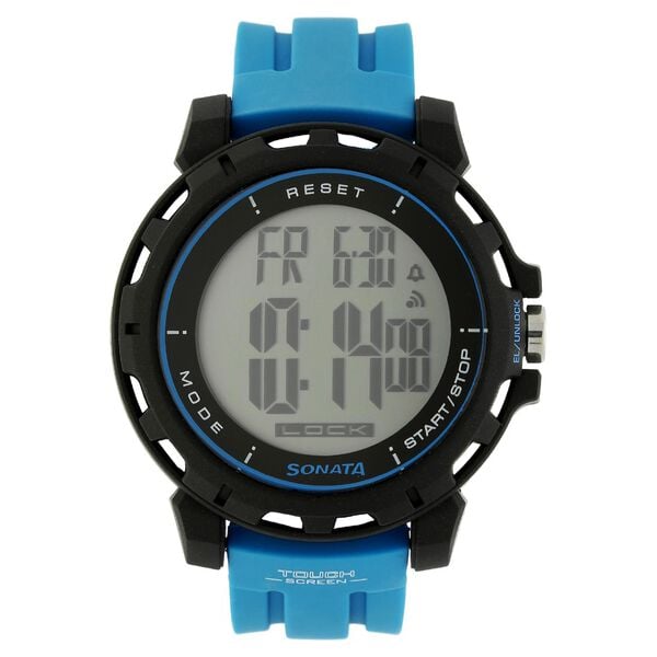 Sonata 77037PP02J SF Digital Dial Blue Silicone Strap Watch for Men