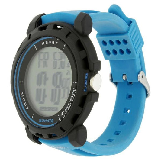 Sonata 77037PP02J SF Digital Dial Blue Silicone Strap Watch for Men