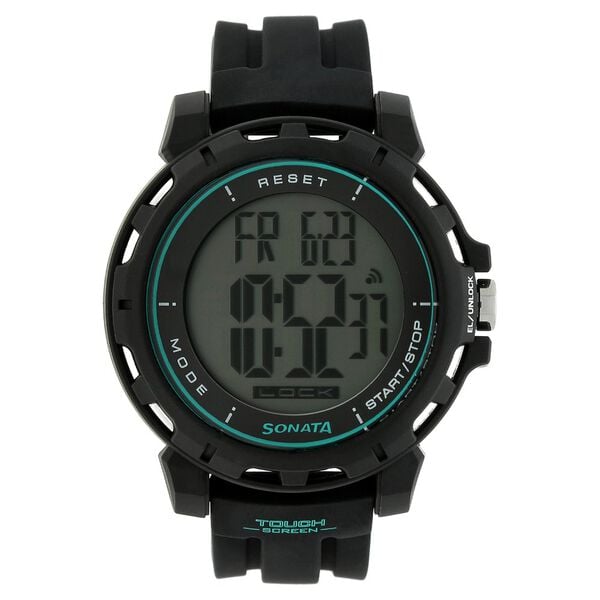 Sonata 77037PP04 Men Digital Grey Dial Black Plastic Strap Super Fibre Watch