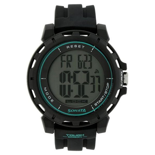 Sonata 77037PP04 Men Digital Grey Dial Black Plastic Strap Super Fibre Watch
