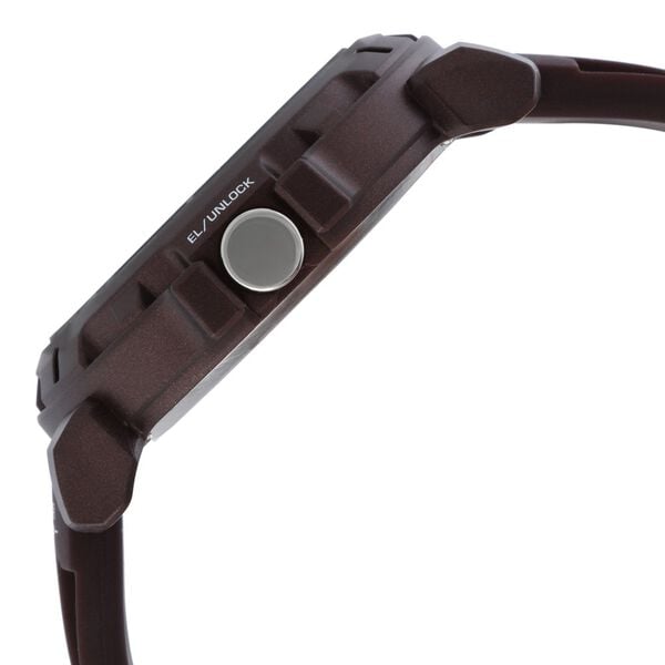 Sonata 77037PP05 Men Digital Grey Dial Brown Silicone Strap Super Fibre Watch