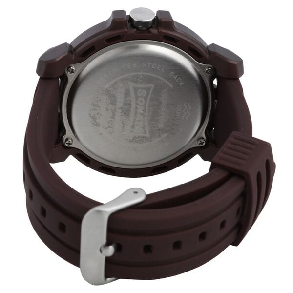 Sonata 77037PP05 Men Digital Grey Dial Brown Silicone Strap Super Fibre Watch