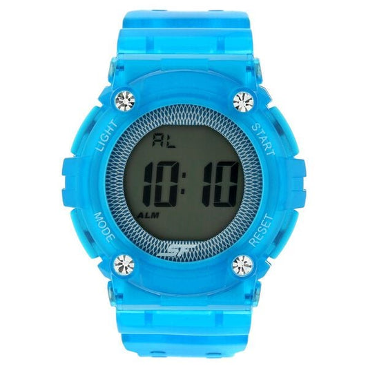 Sonata 77042PP09 Digital Quartz Women Grey Digital Display Blue Plastic Strap Watch